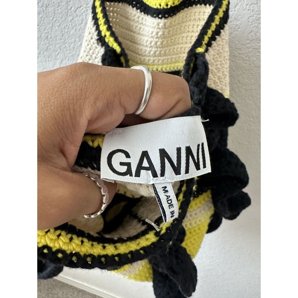 GANNI Ruffled Striped Knit Tote - Picture 5 of 6